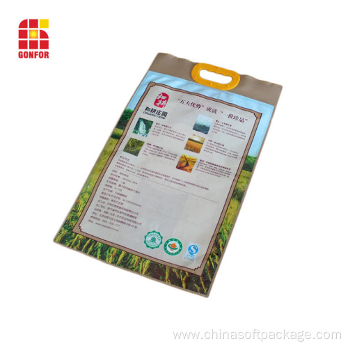 Custom Printed Food Packaging 10kg Rice Bag With Handle